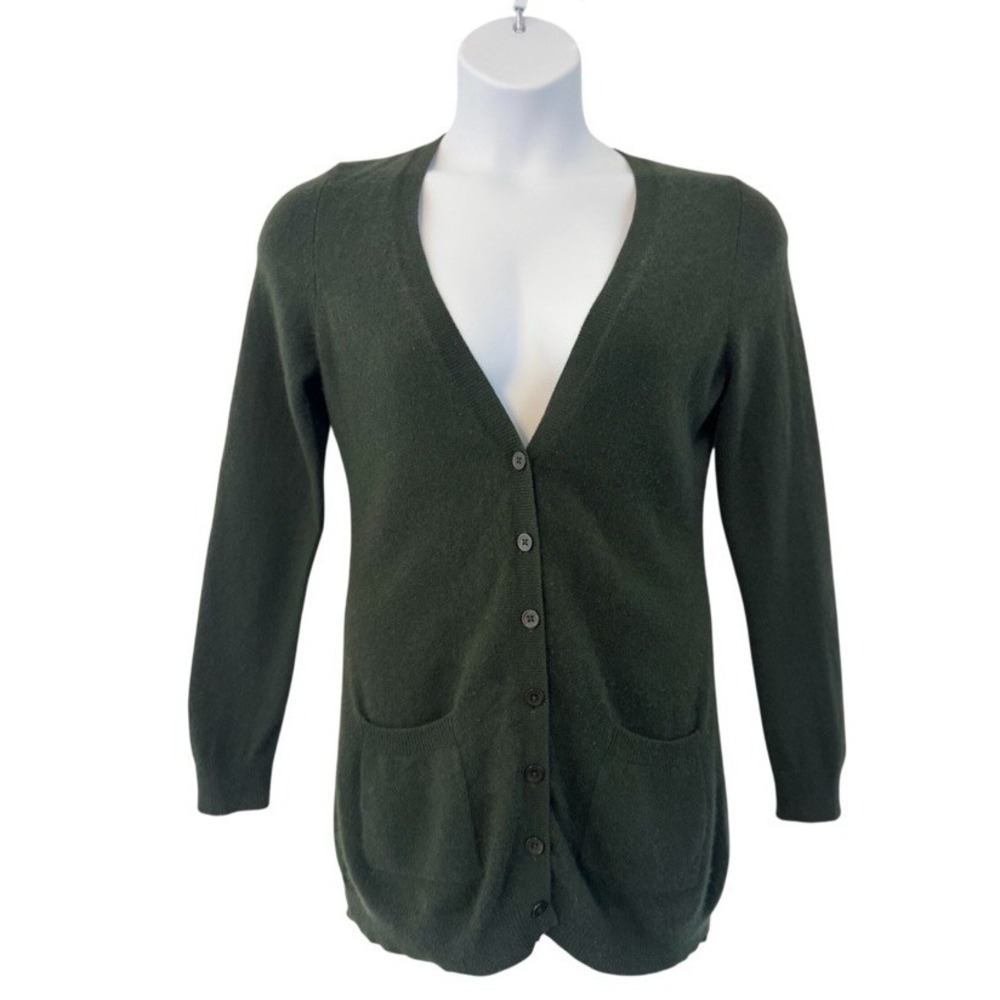 C by Bloomingdales Women's Sz: L Hunter Green Cashmere Cardigan Sweater